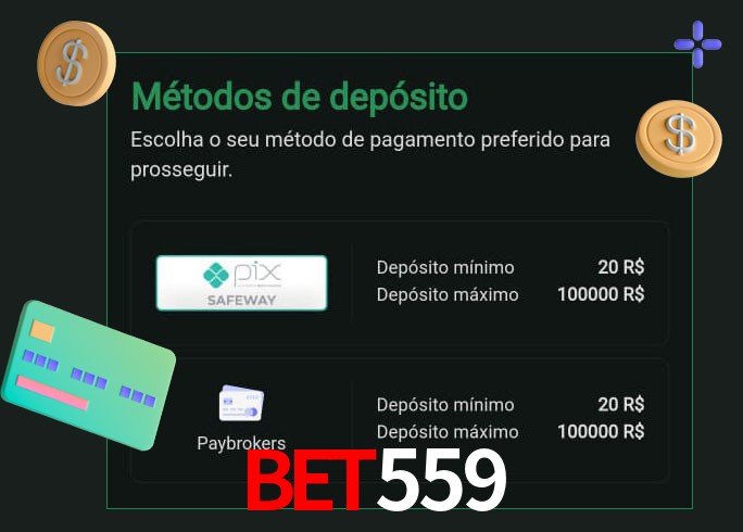 O cassino bet559 oferece uma grande variedade de métodos de pagamento